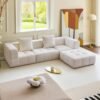Marshmallow Cream-Style Modular Fabric Sofa (Vacuum-Compressed)