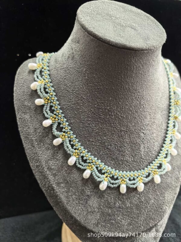 Chinoiserie Multi-Layered Lace Beaded Necklace
