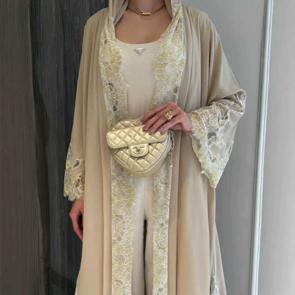 Loriya Bell-Sleeve Lace-Panel Cardigan
