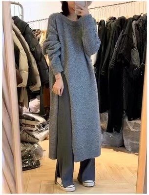 Mid-Length Turtleneck Jumper - Loose Fit with High Side Splits