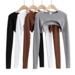 Long Sleeve Ultra-Crop Top - Round Neck Plain Tee