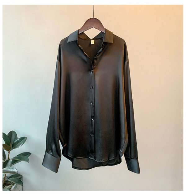 O1CN01QhgQyE2FZxtWsZd6x_2215643428895-0-cib Long-Sleeve Satin Blouse - Retro Drapey Sun-Protective Shirt (Size M)
