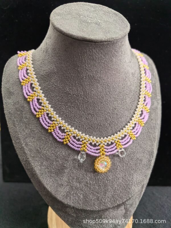 Chinoiserie Multi-Layered Lace Beaded Necklace