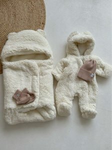 Baby Winter Bear Romper & Sleeping Bag — Fleece-Lined Padded Outerwear