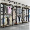 Clothing Store Display Rack - Floor-Standing Garment Rail System for Shops and Boutiques