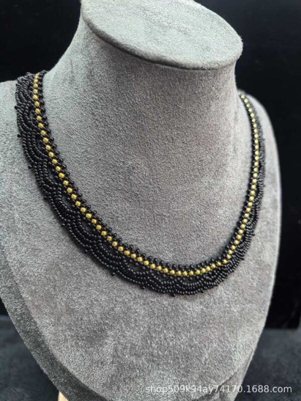 Chinoiserie Multi-Layered Lace Beaded Necklace