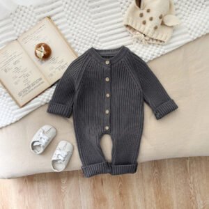 Korean-Style Knitted Baby Jumpsuit Romper