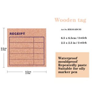 Adhesive Wood Grain Label Stickers, Waterproof Cork Note Tags
