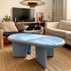 Sculptural Fibreglass Coffee Table - Oval Pedestal Side Table