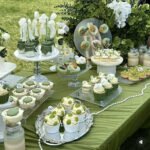 White and Green Dessert Table Display Set - Wedding, Baby Shower and Party Stands