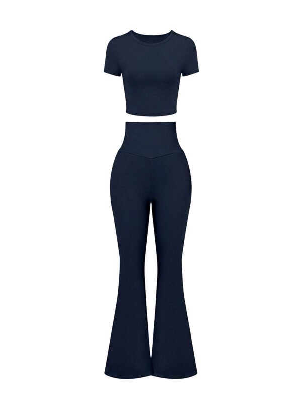 O1CN01RlsbBj1NLKBg3XMsa_2219055431553-0-cib High-Waist Flared Pants & Crop Top Two-Piece Set - Women's Casual Sportswear