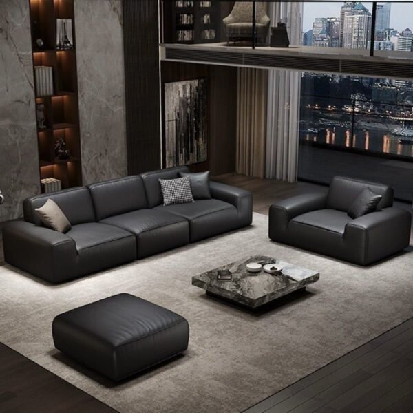 O1CN01SCzvaI1I5EBsg7stF_2220901170841-0-cib Italian Minimalist Leather Sofa — Modular Black Nappa Living Room Suite