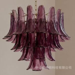 French Pinecone Glass Chandelier — Handmade Cloud Glass Pendant Light