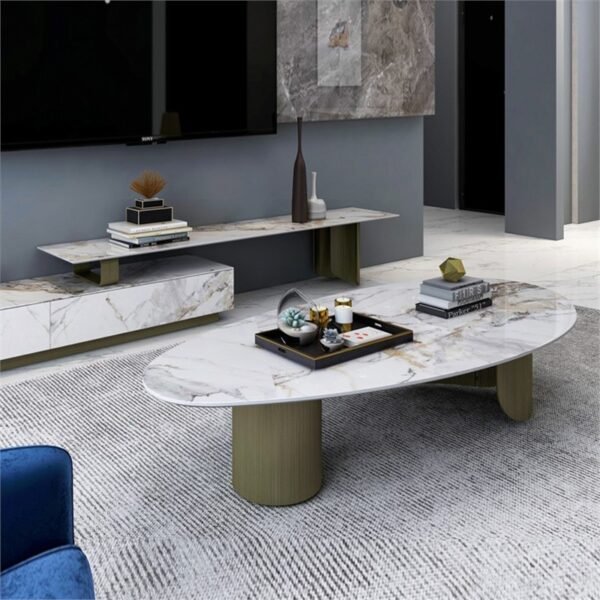Irregular-Shaped Stone Coffee Table - Light Luxury Designer
