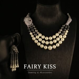 Multi-Layer Pearl & Zircon Dragon Necklace - Statement Jewellery Set