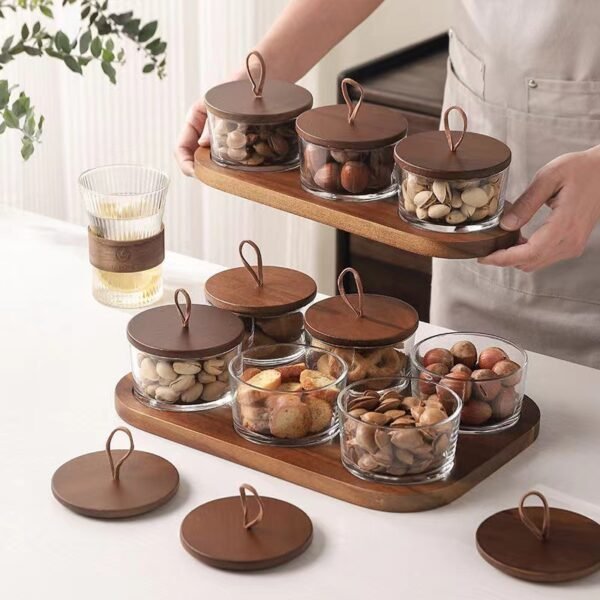 Glass Snack Bowls with Lids - Japanese Style Dried Fruit Serving Set