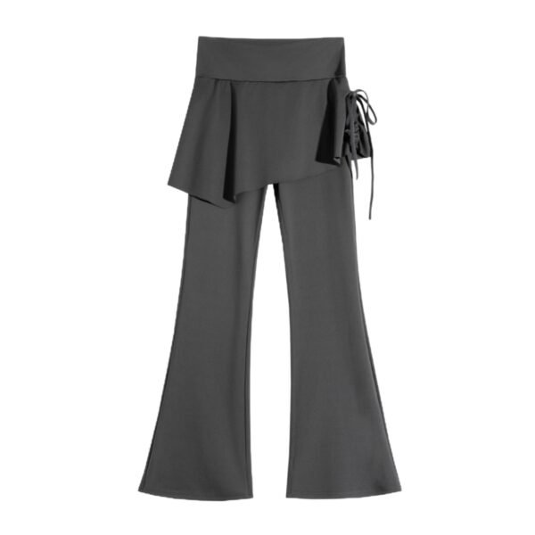 Mock Two-Piece Flared Leggings — Hip Covering High Waist Yoga Pants