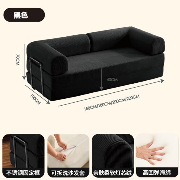Convertible Folding Sofa Bed - Corduroy and Woven Fabric with High-Resilience Foam