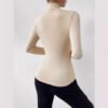 Cross-Front Ruched T-Shirt - Slim Fit Long Sleeve Top