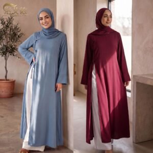 Loriya Lace-Up Long-Sleeve Decorative Long Top – Plus Size