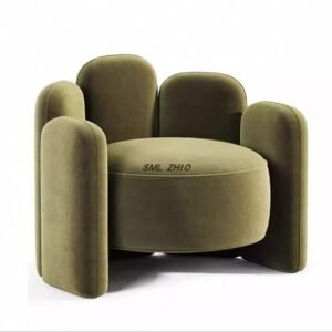Round Petal-Back Velvet Accent Chair