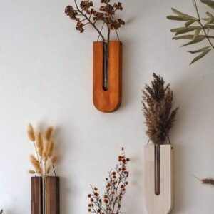 Wall-Mounted Propagation Vase - Solid Wood Hydroponic Plant Holder