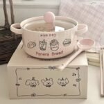 Large Ceramic Noodle Bowl with Glass Lid - Gift Set