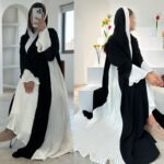 Pleated Patchwork Cardigan Jacket - Modest Turkish Style, MQ112