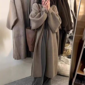 Manteau cardigan en tricot long - Au-dessus du genou, coupe paresseuse douce