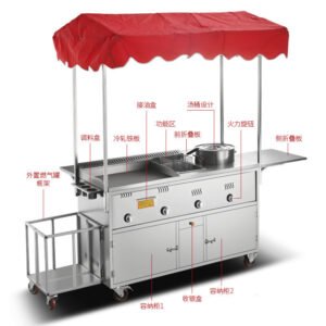 O1CN01ViMsFk1uNxhkH5ZR8_2218748296026-0-cib Multifunction Snack Cart — Griddle, Fryer and Soup Bucket Vending Trolley