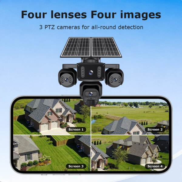 4-Lens Solar 4G Security Camera — 20 MP Outdoor AOV Surveillance