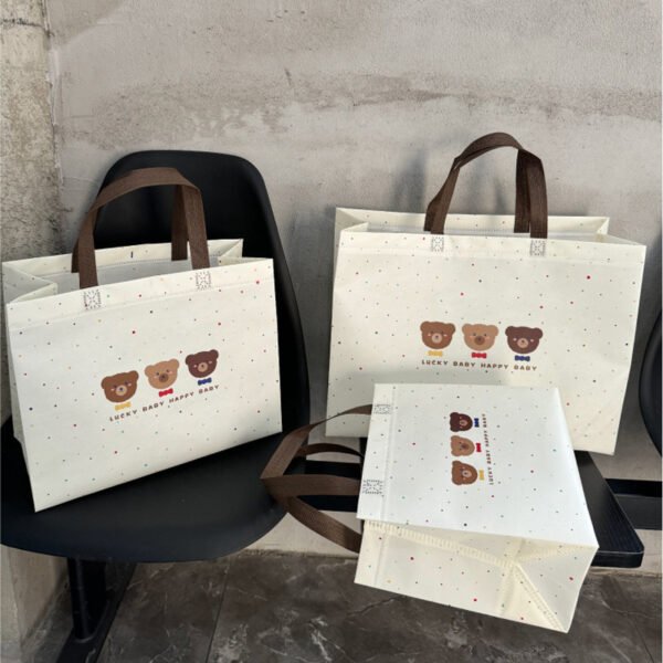 Bear Print Non-Woven Shopping Bag - Reusable Gift and Retail Carrier Bag