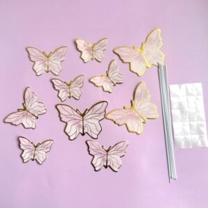 Inserts de décoration de gâteau en papier papillon estampés à chaud