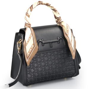 CAROLINA HERRERA Embossed Handbag with Silk Scarf — Crossbody & Shoulder Bag