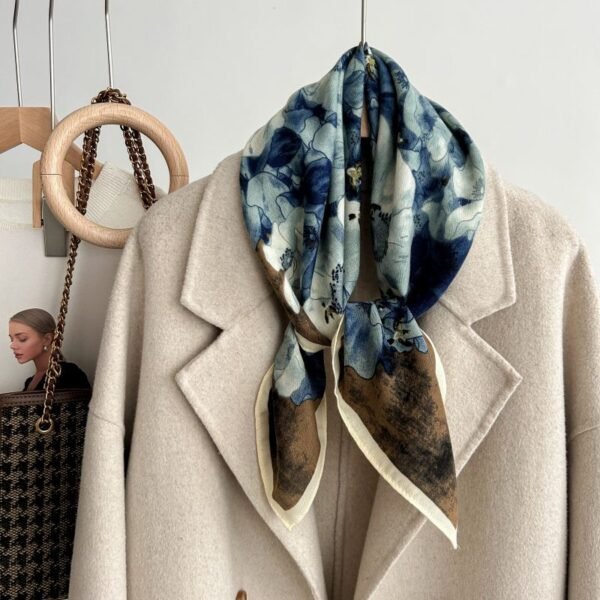 O1CN01WZiYfL1pdSxQy1JYA_2216666565383-0-cib Cotton-Linen Floral Print Neck Scarf - 70 x 70 cm