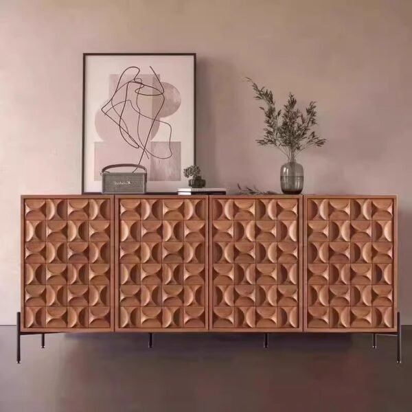 Italian Light Luxury Solid Wood Carved Sideboard - Antique Style