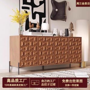 Italian Light Luxury Solid Wood Carved Sideboard - Antique Style