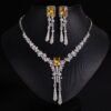 Zircon Flower Jewellery Set - Necklace & Earrings for Occasion Wear
