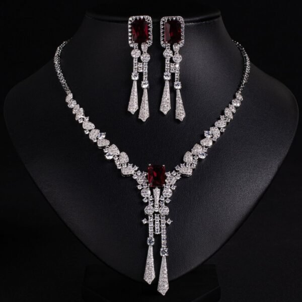 Zircon Flower Jewellery Set - Necklace & Earrings for Occasion Wear