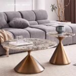 Natural Luxury Stone Round Coffee Table Set - Microcrystalline Slate