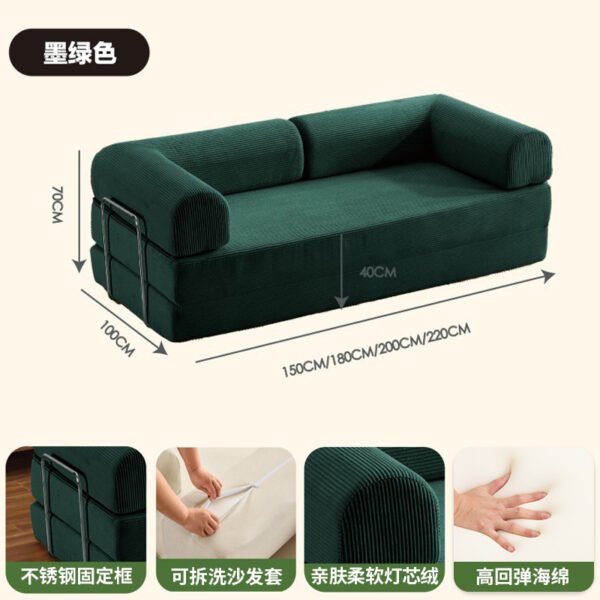 Convertible Folding Sofa Bed - Corduroy and Woven Fabric with High-Resilience Foam