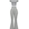 O1CN01WttOgk1NLKBHUWCbd_2219055431553-0-cib High-Waist Flared Pants & Crop Top Two-Piece Set - Women's Casual Sportswear