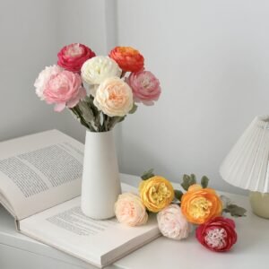Single-Stem Flocked Peony Artificial Flower