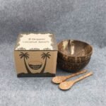 Coconut Shell Bowls - Natural Serving Bowls with Wooden Spoons