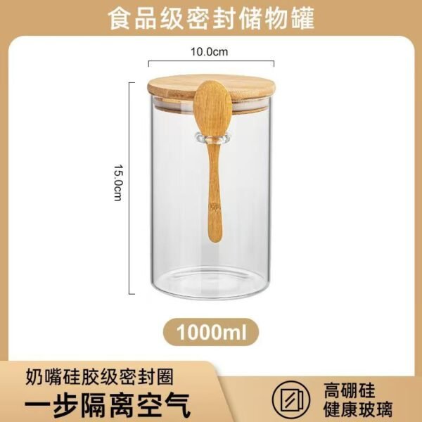 High Borosilicate Glass Sealed Storage Jar with Spoon