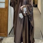 Embroidered Satin Open-Front Abaya — Luxury Cardigan Abaya Set