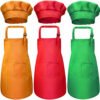 Plain Cotton Blend Apron and Chef Hat — Adult and Children Sizes