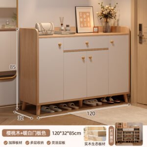 Armoire à chaussures d'entrée en bois massif – Rangement mural pour couloir