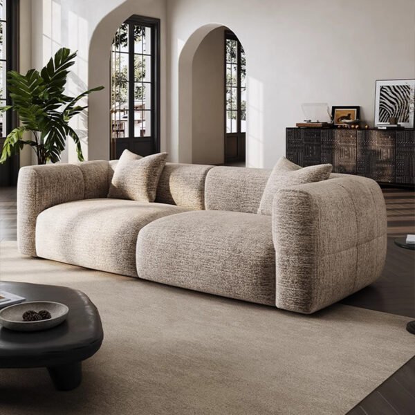 Nordic Lazy-Style French Cream Straight Sofa - Modular