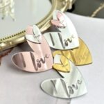 Two-Tone Heart Acrylic Cake Toppers - Mirror Finish Cupcake Picks, 5 cm
